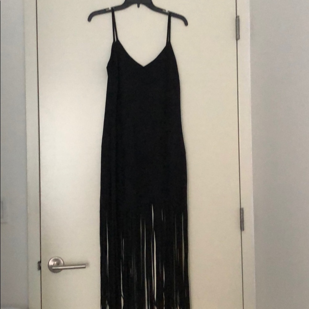 Black dress with spaghetti straps